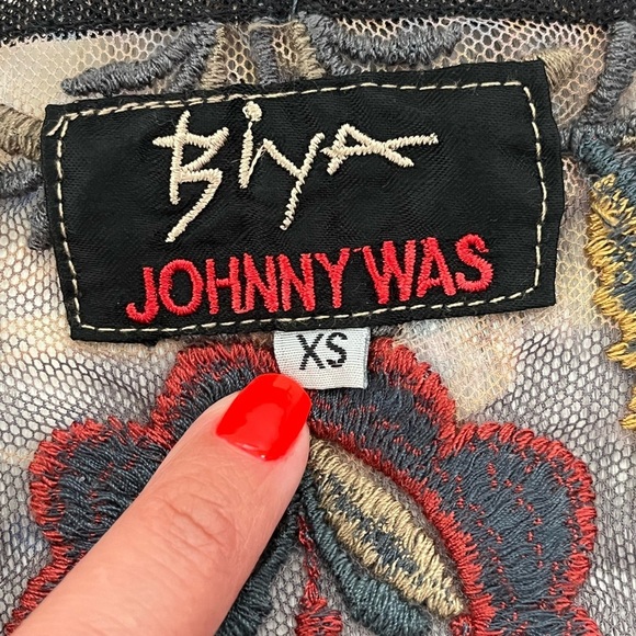 Biya Johnny Was Embroidered Floral Mesh Top sz XS - Picture 3 of 7